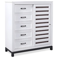 Sliding Door Chest with Dovetail Drawers and Adjustable Shelves